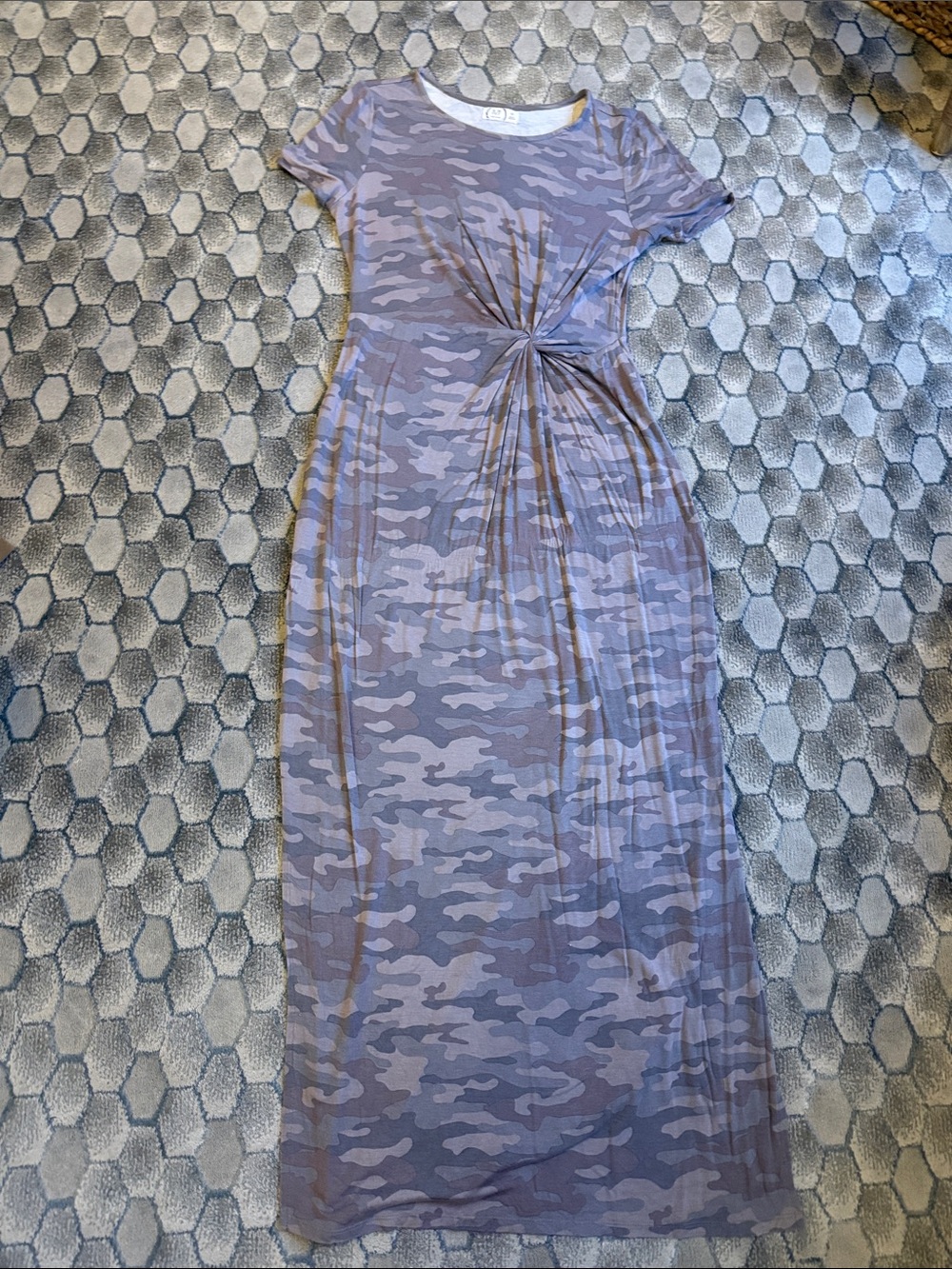 Maurices Lavender Camo Knot-Front Maxi Dress
